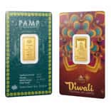 5 Gram PAMP Suisse Diwali Lakshmi & Rangoli Gold Bar .9999 Fine (in Assay)