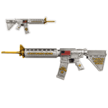 5 oz M16 Style Rifle Shaped Silver .999 Fine Antiqued Finish