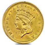 $1 Gold Indian Princess Head Type 3 Cleaned (Random Year, 1856-1889)