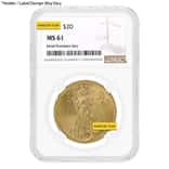 $20 Gold Double Eagle Saint Gaudens NGC MS 61 (Random Year)