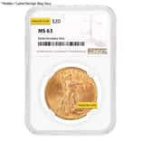$20 Gold Double Eagle Saint Gaudens NGC MS 63 (Random Year)