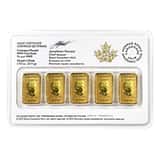 5 x 1/10 oz Gold Royal Canadian Mint RCM Legal Tender Bar Set .9999 Fine (In Assay)