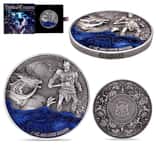 2023 Chad 2 oz Silver Dragon and Cyclops - Mythical Creatures Coin Serial #3 Antiqued High Relief (w/Box)