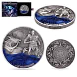 2023 Chad 2 oz Silver Dragon and Cyclops - Mythical Creatures Coin Serial #5 Antiqued High Relief (w/Box)