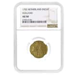 1752 Netherlands 1 Ducat Gold Coin NGC AU 50