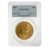1894 $20 Liberty Head Double Eagle Gold Coin PCGS MS 62