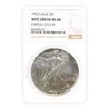 1992 1 oz Silver American Eagle Mint Error Partial Collar NGC MS 68
