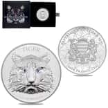 2022 Chad 1 oz Silver Multifaceted Tiger Ultra High Relief Coin .999 Fine (w/Box)