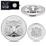 2022 Chad 1 oz Silver Multifaceted Tiger Coin Serial #2 Ultra High Relief (w/Box)