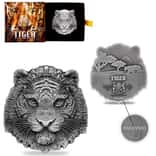 2022 Chad 1 oz Silver Tiger Coin Serial #3 Shaped High Relief (w/Box)
