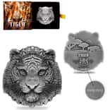 2022 Chad 1 oz Silver Tiger Coin Serial #8 Shaped High Relief (w/Box)