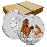 Box of 100 - 2026 1 oz Colorized Silver Lunar Horse BU Perth Mint