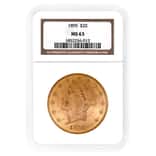 1895 $20 Liberty Head Double Eagle Gold Coin NGC MS 63