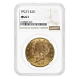 1903 S $20 Liberty Head Gold Double Eagle Coin NGC MS 63