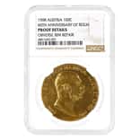 1908 Austrian 100 Corona 60th Ann. of Reign Gold Coin NGC PF Details