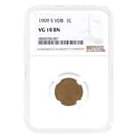1909 S VDB Lincoln Wheat Penny 1 Cent NGC VG 10 BN