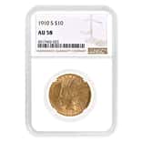1910 S $10 Indian Head Gold Eagle Coin NGC AU 58