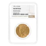 1911-S $10 Indian Head Gold Eagle Coin NGC AU Details
