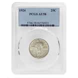 1924 Standing Liberty Silver Quarter 25C PCGS AU 58