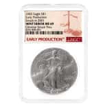 2002 1 oz Silver American Eagle Mint Error NGC MS 69 Early Production