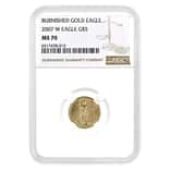 2007 W 1/10 oz $5 Burnished Gold American Eagle NGC MS 70