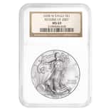 2008-W 1 oz Burnished Silver American Eagle $1 NGC MS 69 Reverse of 2007