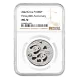 2022 30 gram Chinese Platinum Panda 40th Ann Privy NGC MS 70