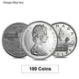Lot of 100 - 1958-1967 Canada Silver Dollar Avg Circ (.800 Fine)