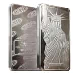 10 oz Johnson Matthey MTB Statue of Liberty Silver Vintage Bar .999 Fine