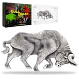2021 Chad 1 oz Silver Bull Shaped Antiqued High Relief Coin (w/Box)