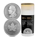 Mint Sealed Tube of 25 - 2024 1 oz Canadian Silver Maple Leaf Coin BU