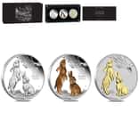 2023 3 oz Silver Lunar Year of The Rabbit 3-Coin Set Australian Perth Mint (w/Box & COA)