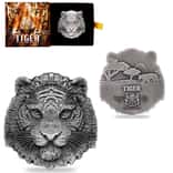 2022 Chad 1 oz Silver Tiger Shaped High Relief Coin .999 Fine (w/Box)