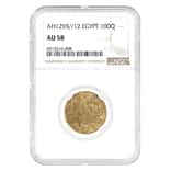 AH1293//12 Egypt 100 Qirsh Abdul Hamid II Gold Coin NGC AU 58