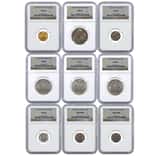 1929 VIII Vatican City .2546 AGW 9-Coin Set NGC MS 63-67