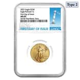 2021 1/4 oz Gold American Eagle Type 2 NGC MS 69 FDOI