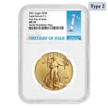 2021 1 oz Gold American Eagle Type 2 NGC MS 70 FDOI