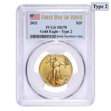 2021 1/2 oz Gold American Eagle Type 2 PCGS MS 70 FDOI