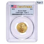 2021 1/4 oz Gold American Eagle Type 2 PCGS MS 69 First Strike