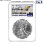 2021 1 oz Silver American Eagle Type 2 NGC MS 69 ER Eagle Label Mint Error (Weakly Struck)
