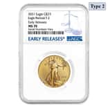 2021 1/2 oz Gold American Eagle Type 2 NGC MS 70 Early Releases