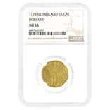 1778 Netherland Holland 1 Ducat Gold Coin NGC AU 55
