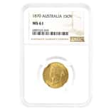 1870 Australia Gold Sovereign Victoria Young Head NGC MS 61