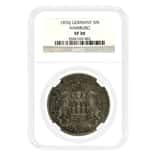 1876 J Germany 5 Marks Hamburg Silver Coin NGC VF 30
