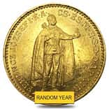 1892-1915 Hungary Gold 20 Korona Avg Circ (Random)