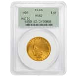 1908 $10 Indian Head Gold Eagle Coin Motto PCGS MS 62