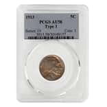 1913 Buffalo Nickel 5C Type 1 PCGS AU 58