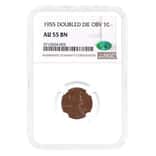 1955 Lincoln Wheat Penny 1 Cent Doubled Die Obv NGC AU 55 BN CAC