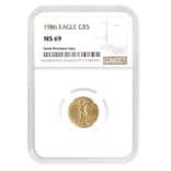 1986 1/10 oz $5 Gold American Eagle NGC MS 69