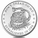 1 oz Don't Tread On Me Silver Round .999 Fine
